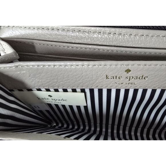 kate spade NY Continental Wallet Cobble Hill Leather Zip Around Lacey Beige - Picture 11 of 11